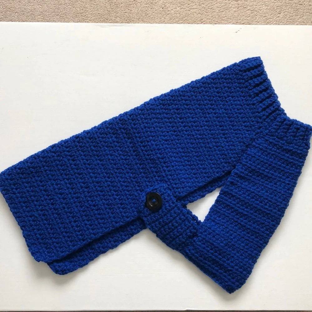 Handmade Crochet Dog sweater & Hat Blue Yellow